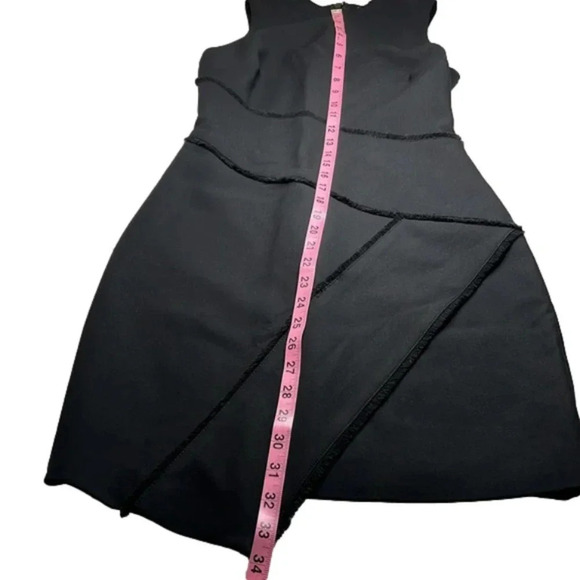 Cinq a sept black dress asymmetrical hem fringe feature sleeveless lined classic - Picture 7 of 13